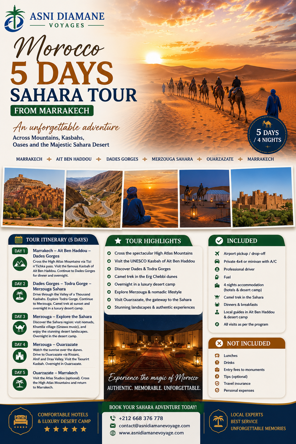 Morocco 5 Days Sahara Tour from Marrakech The Ultimate Desert Adventure in Morocco